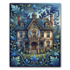 Azure Victorian Manor Botanical Scroll Rug