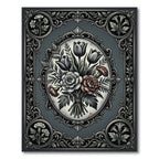 Antique Monochromatic Floral Bouquet Oval Frame Rug