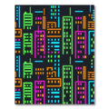 Neon City Skyline Abstract Urban Art Rug