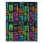 Neon City Skyline Abstract Urban Art Rug