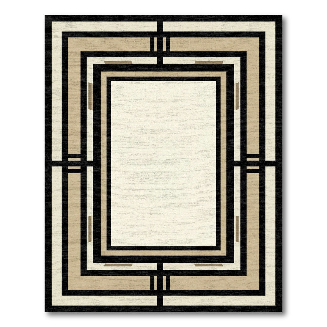 Art Deco Black Cream Geometric Frame Rug