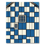 Blue Ivory Geometric Window Grid Rug
