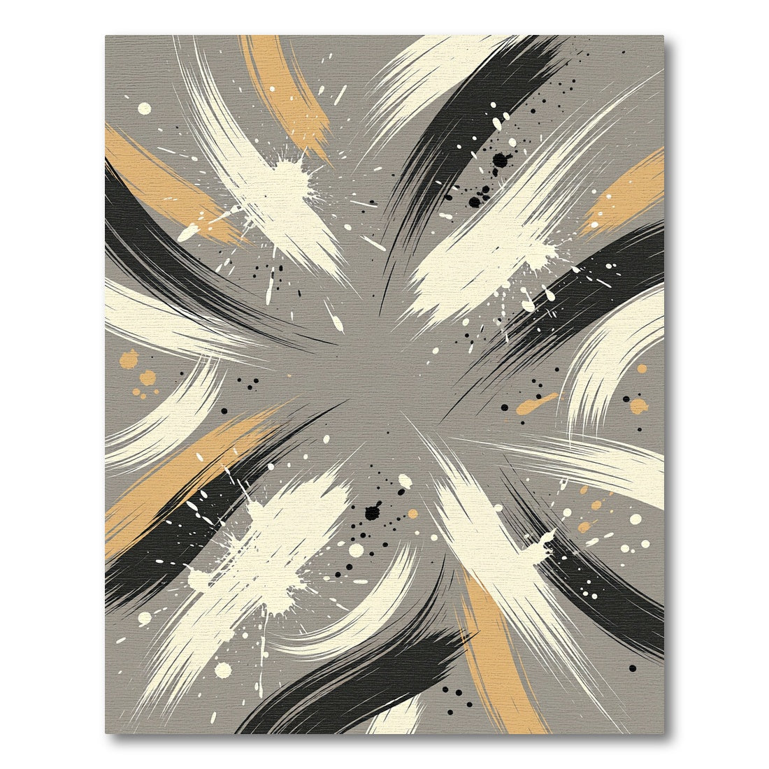 Dynamic Swirls Black Off White Gold Rug