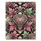 Ornamental Pink Heart Scrollwork Rug