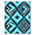 Electric Blue Zigzag Diamond Geometric Rug