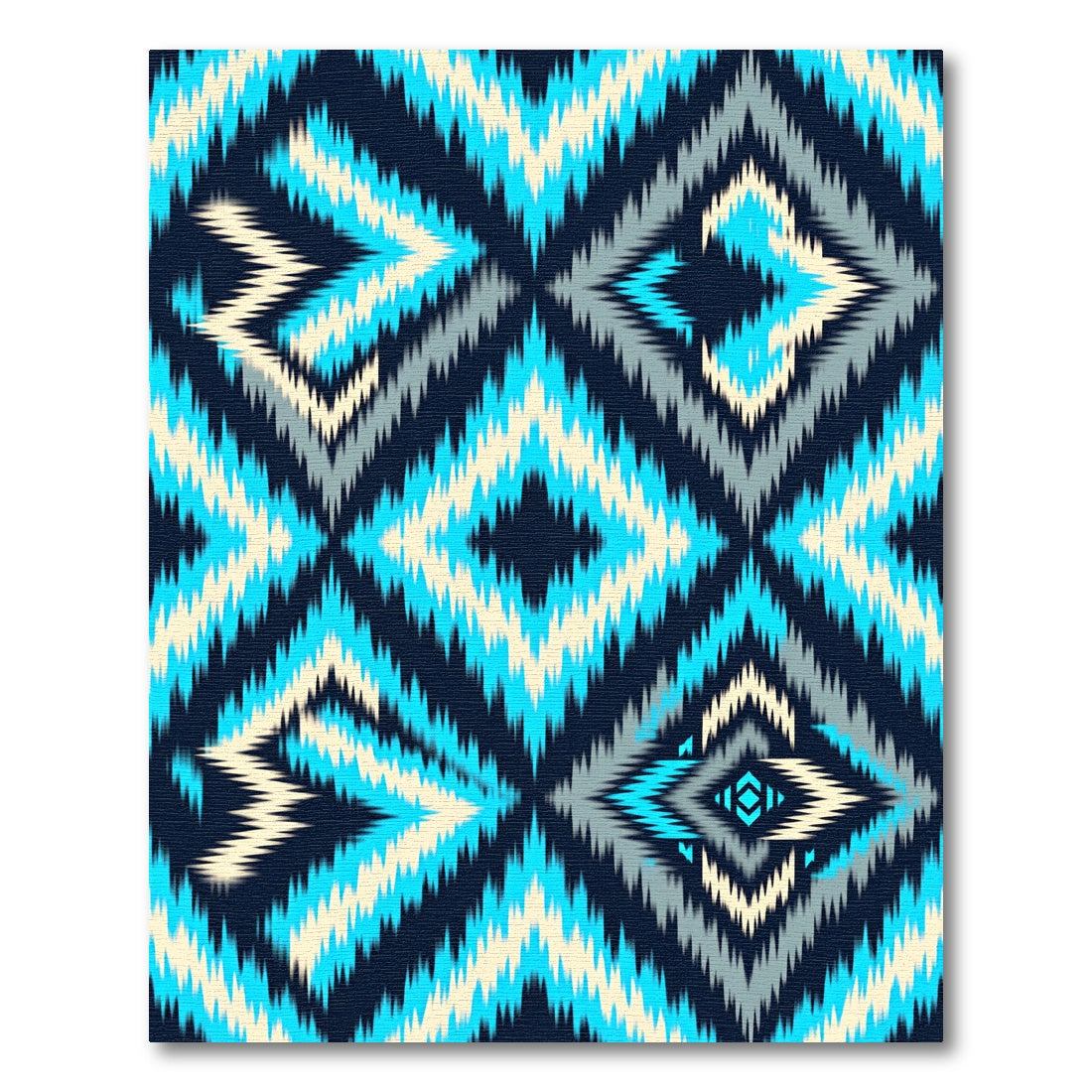 Electric Blue Zigzag Diamond Geometric Rug