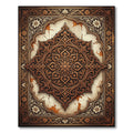 Ornate Brown Golden Floral Medallion Rug