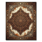 Ornate Brown Golden Floral Medallion Rug