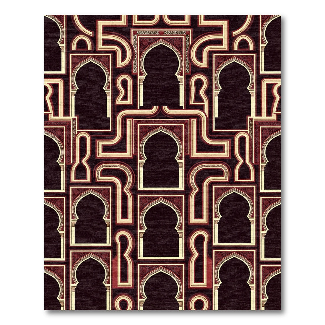 Maroon Geometric Arch Medallion Rug