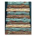 Rustic Coastal Weathered Wood Plank Striped Rug