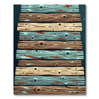 Rustic Coastal Weathered Wood Plank Striped Rug