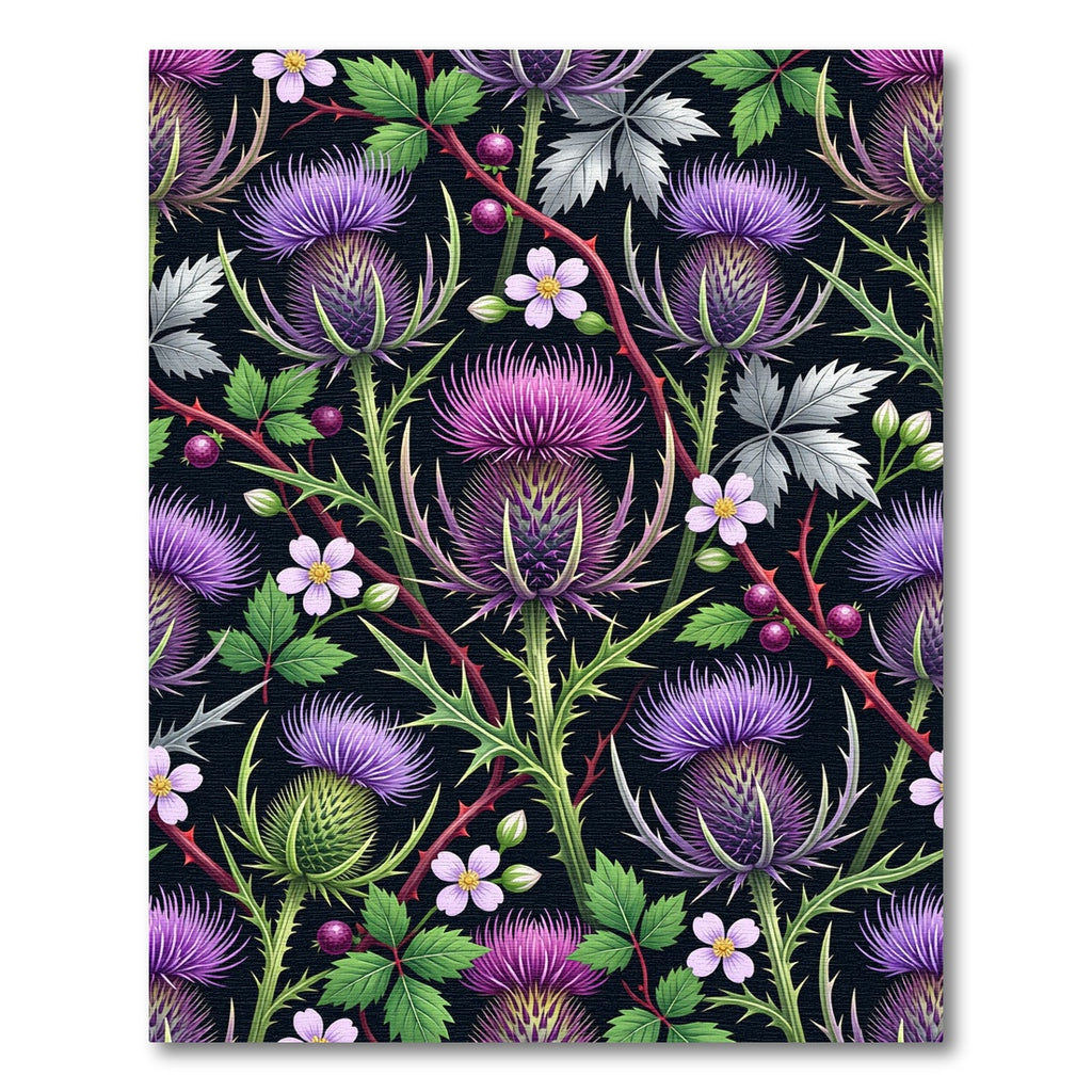 Purple Thistle and Wildflower Garden Rug