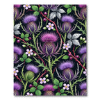 Purple Thistle and Wildflower Garden Rug