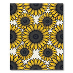Vibrant Golden Sunflower Floral Tile Rug