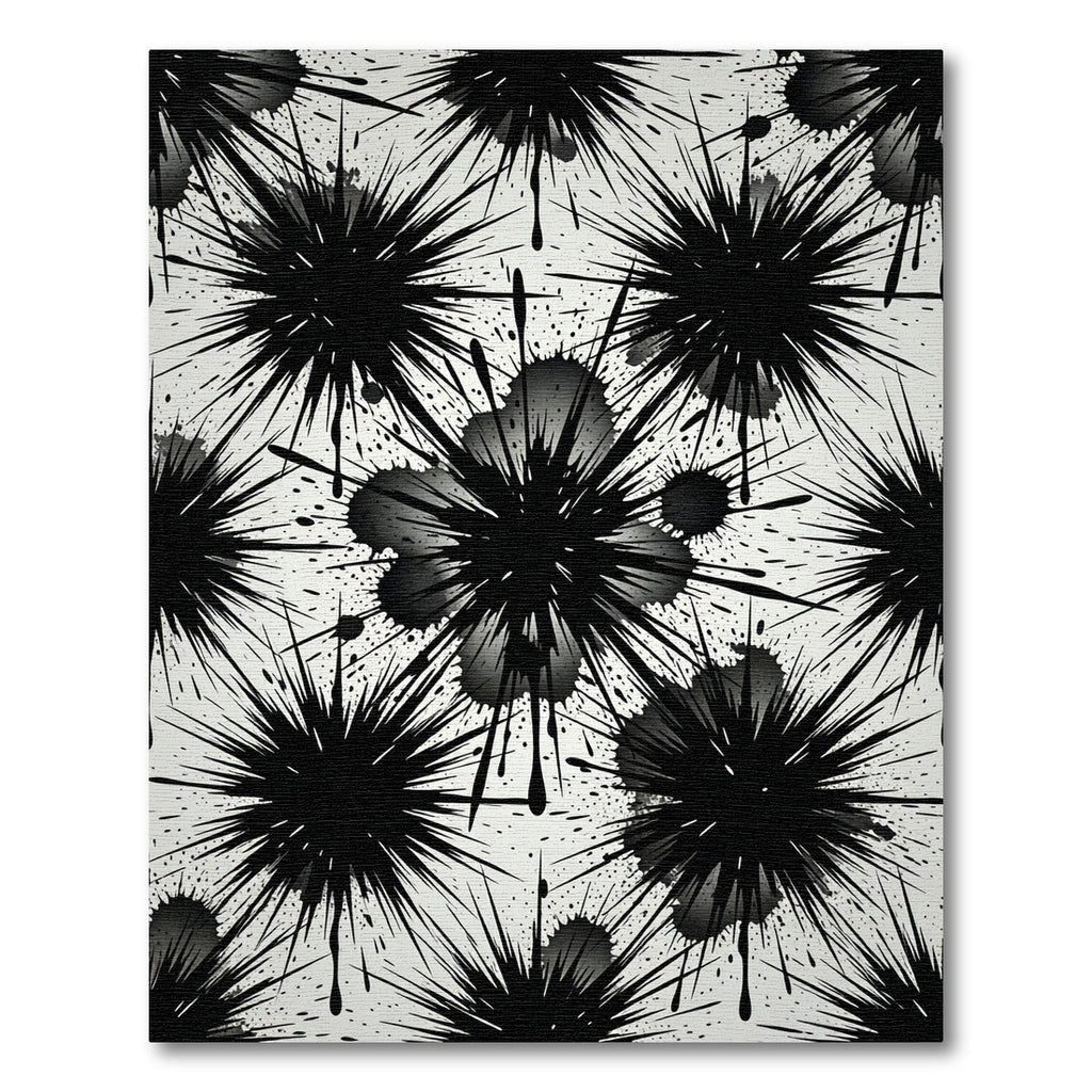 Black Ink Splatter Starburst Rug