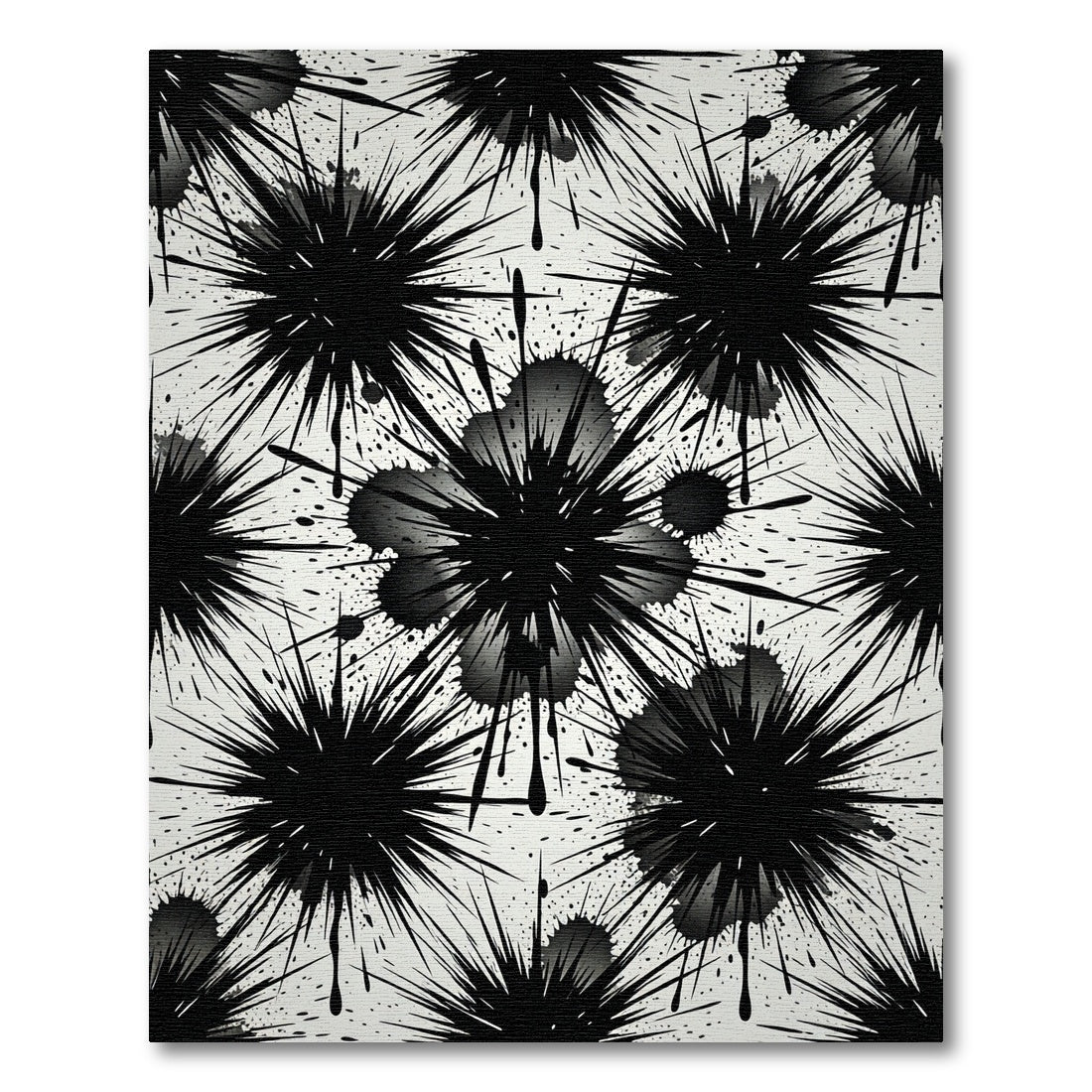 Black Ink Splatter Starburst Rug