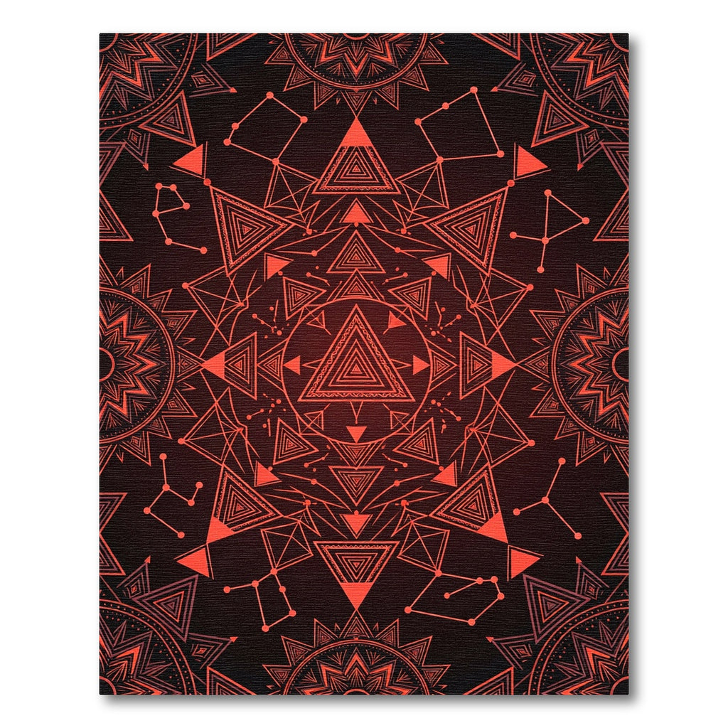 Crimson Celestial Geometric Mandala Art Rug