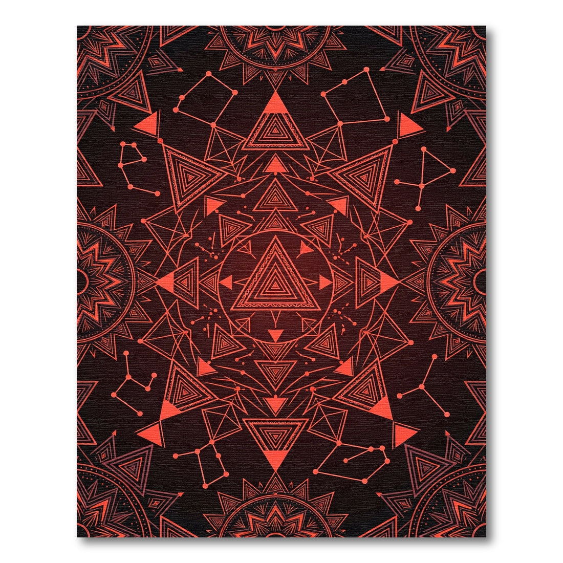 Crimson Celestial Geometric Mandala Art Rug
