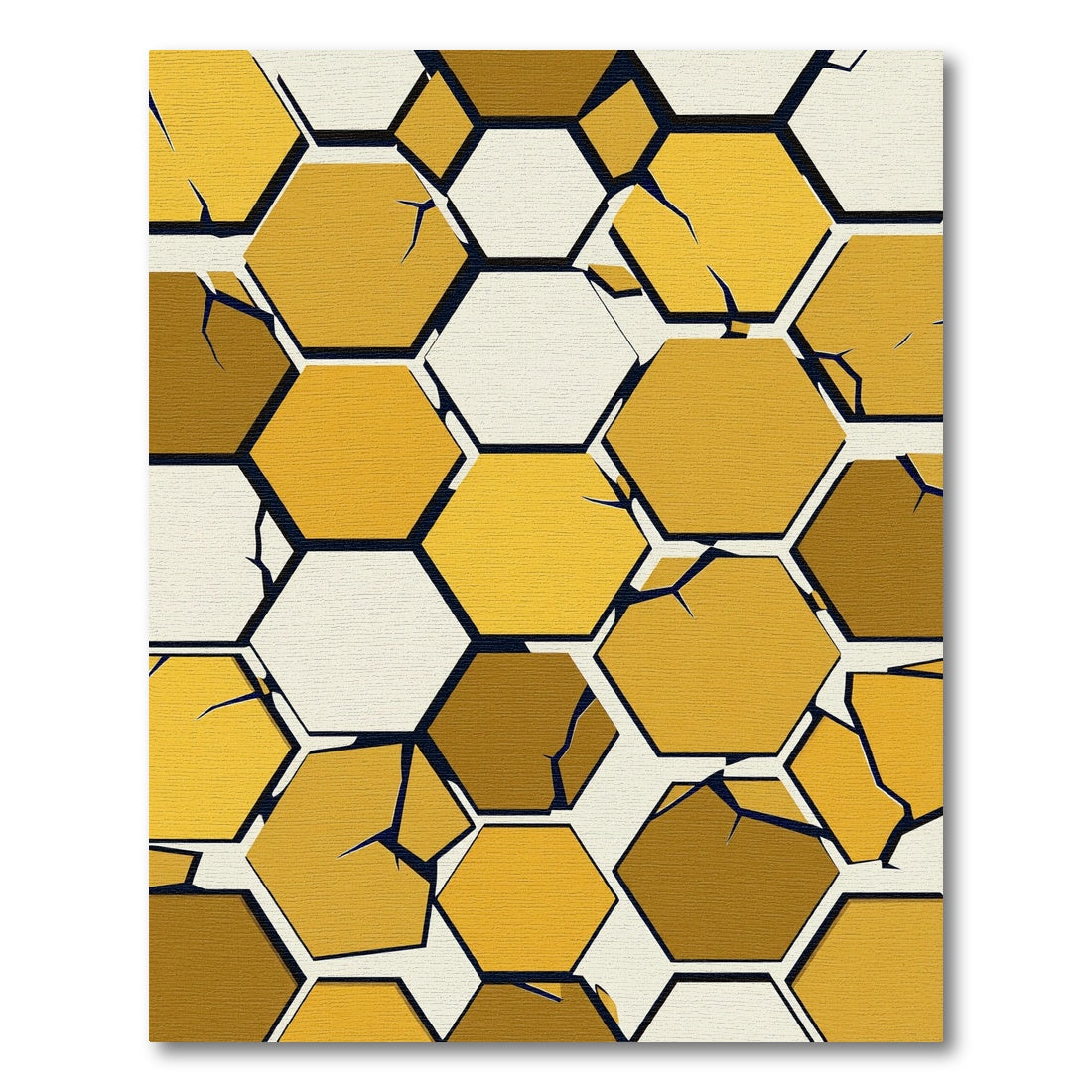 Golden Geometric Hexagon Shard Abstract Rug