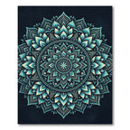 Azure Teal Floral Medallion Rug