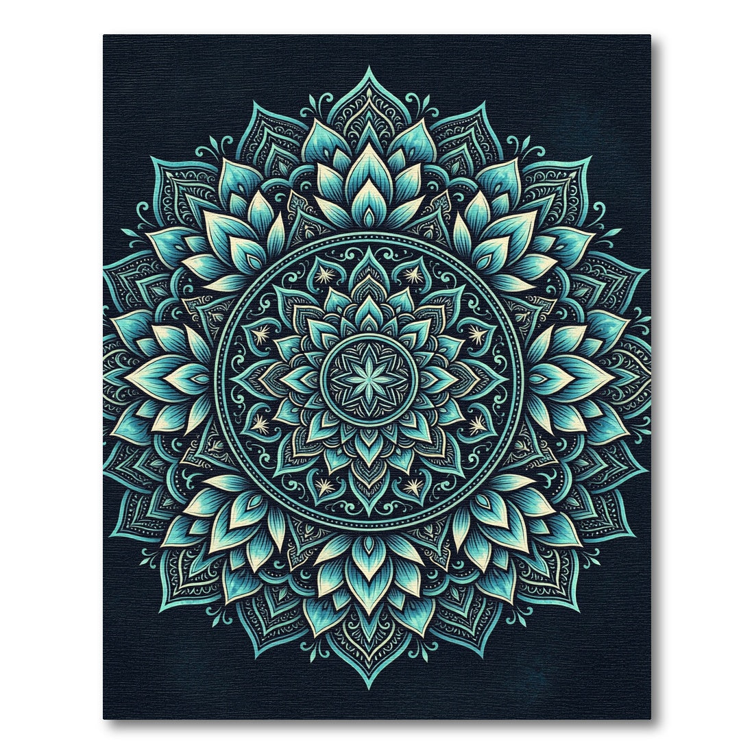 Azure Teal Floral Medallion Rug