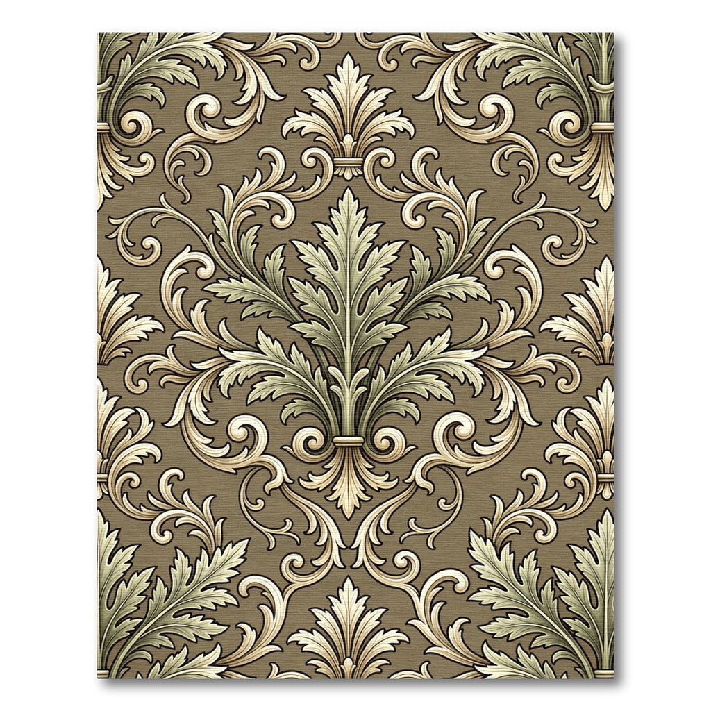 Antique Tan Rococo Acanthus Scroll Rug
