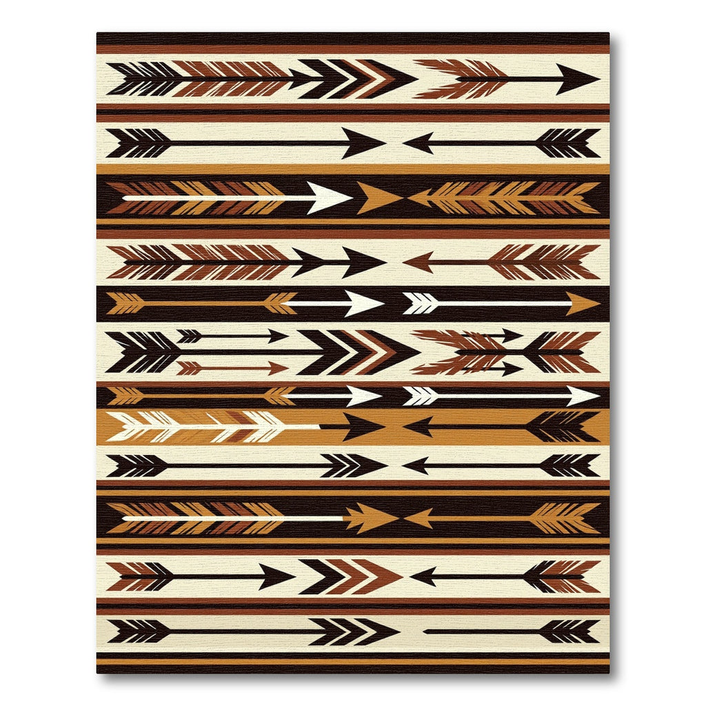 Earthy Brown Tribal Arrow Banded Rug