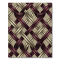 Interwoven Burgundy and Gold Lattice Rug
