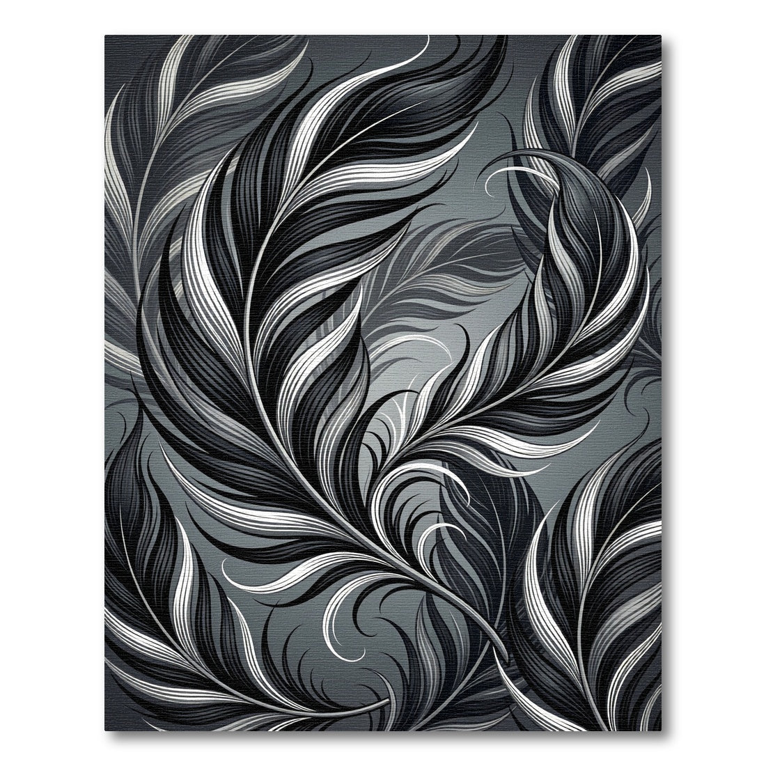 Charcoal Whimsical Feather Ensemble Rug