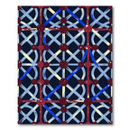 Burgundy Blue Lattice Geometric Rug