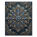 Opulent Gold and Navy Floral Medallion Rug