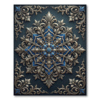 Opulent Gold and Navy Floral Medallion Rug