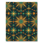 Radiant Gold and Emerald Geometric Sunburst Rug