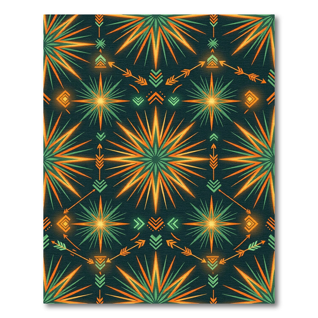 Radiant Gold and Emerald Geometric Sunburst Rug