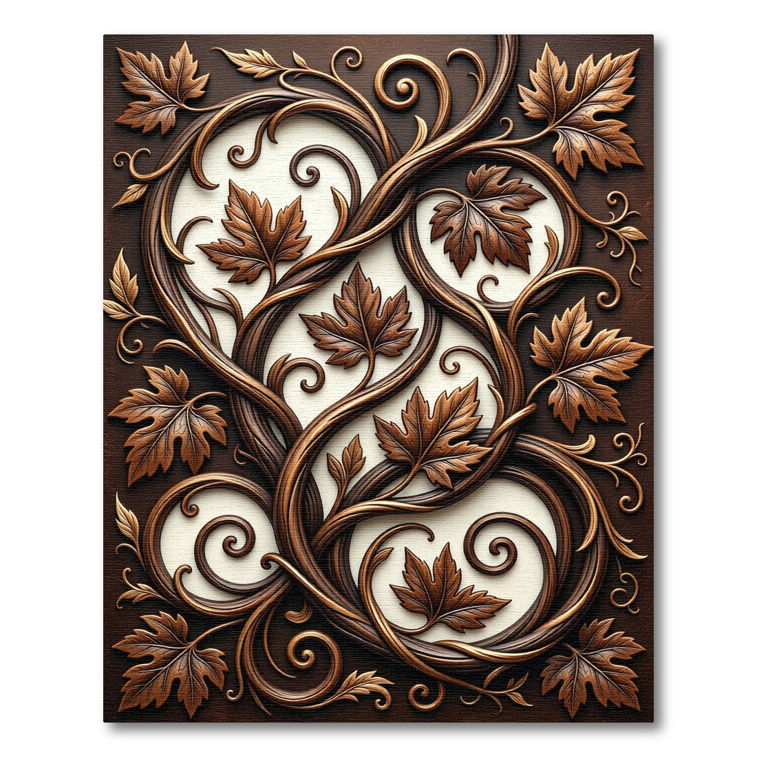 Gilded Bronze Vine Leaf Swirls Rug