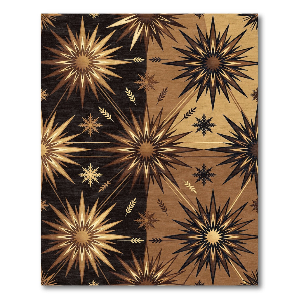 Golden Radiant Star Geometric Bronze Rug