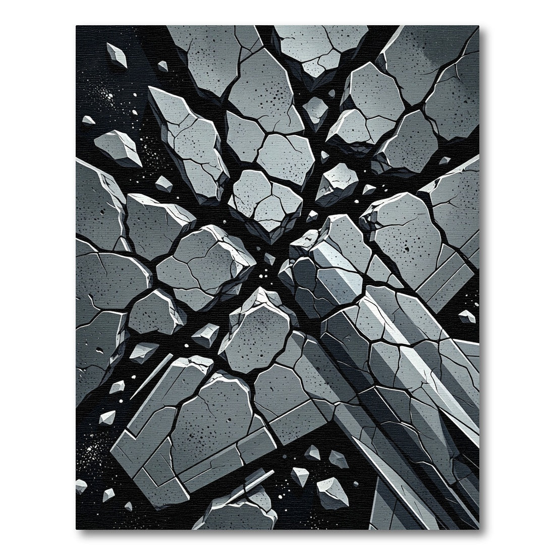 Gray Cracked Stone Explosion Rug