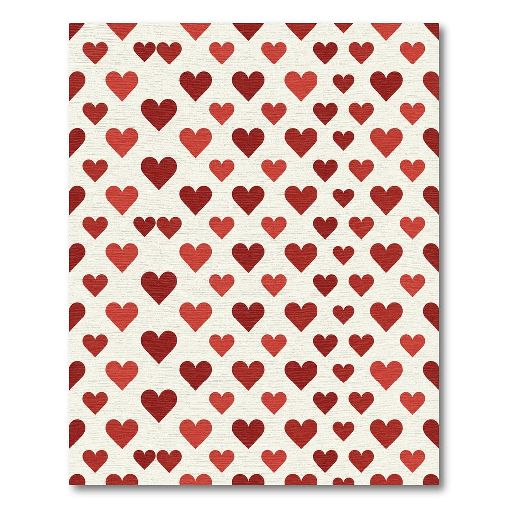 Crimson Cherry Heart Grid Rug