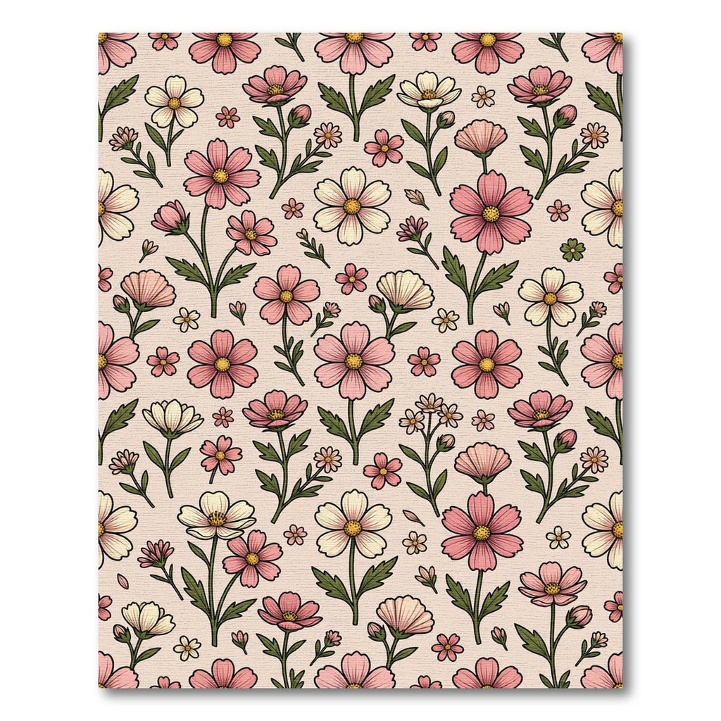 Pastel Pink Golden Cosmos Floral Rug