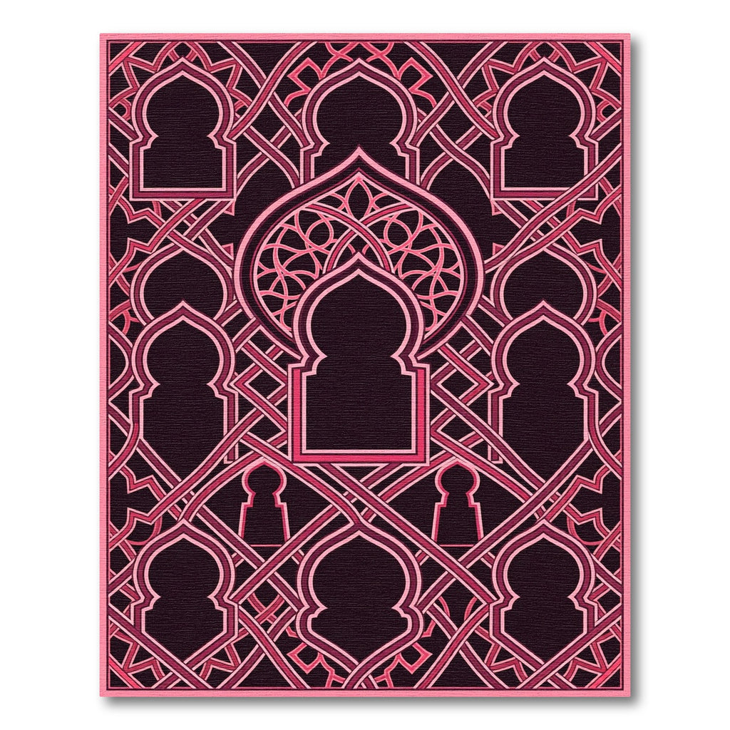 Dark Magenta Ornate Geometric Archwork Rug