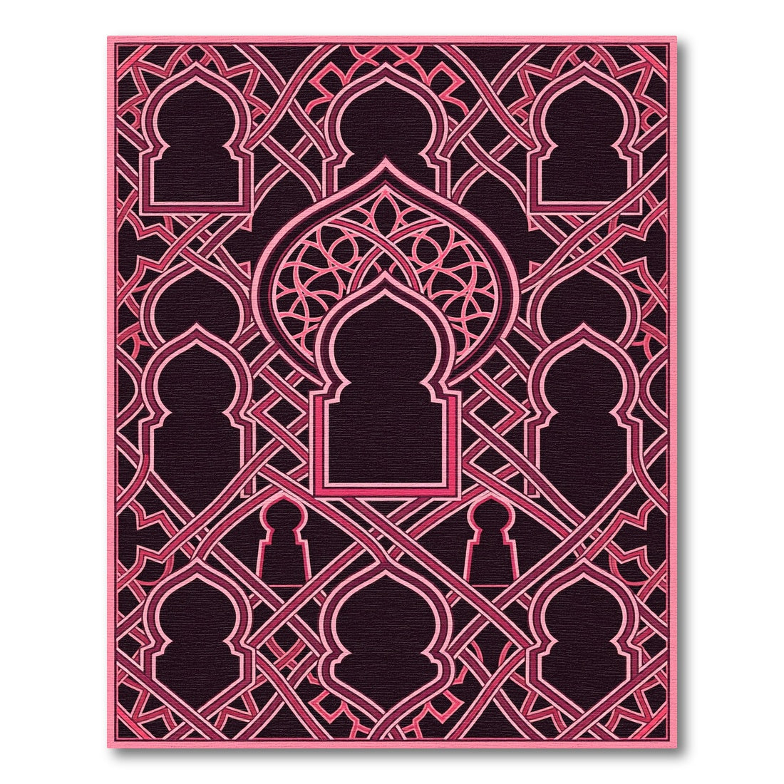 Dark Magenta Ornate Geometric Archwork Rug