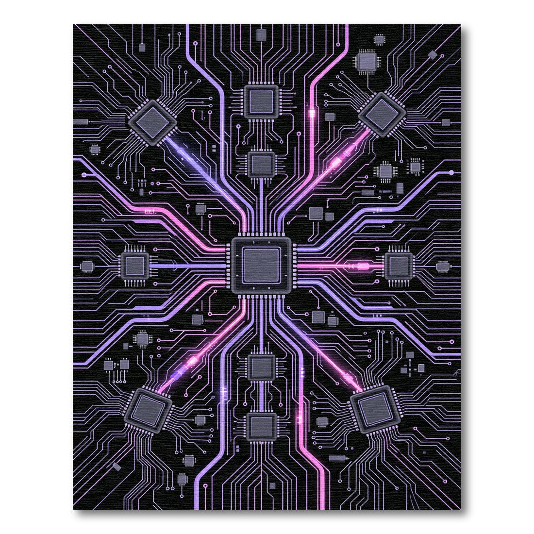 Purple Pink Circuit Board Network Rug