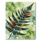 Earthy Green Watercolor Fern Frond Rug