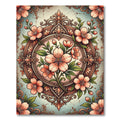 Elegant Peach Blossom Ornate Medallion Rug