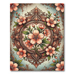 Elegant Peach Blossom Ornate Medallion Rug