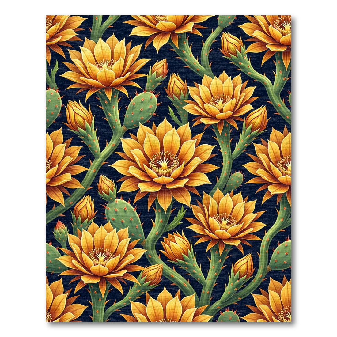 Golden Cactus Flower Desert Bloom Rug