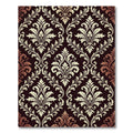 Antique Cream Damask Scrollwork Aubergine Rug
