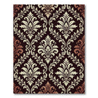 Antique Cream Damask Scrollwork Aubergine Rug