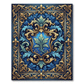 Royal Blue Golden Flourish Filigree Rug
