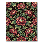 Deep Crimson Peony Floral Nouveau Rug